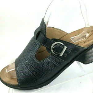 Dromedaris Shanon Black Leather Sandals Platform S